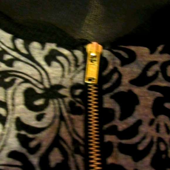 🖤 Stellar Dark Grey & Black Floral Abstract Crop Jacket - LJ - Picture 5 of 8